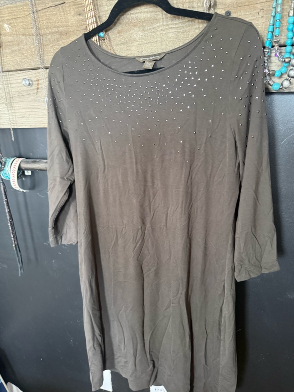 Tommy Bahama Charcoal Gray Scoop Neck Dress